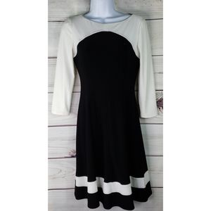 American Living Women's Two-tone Boat Neck sz 2 Black White career dress